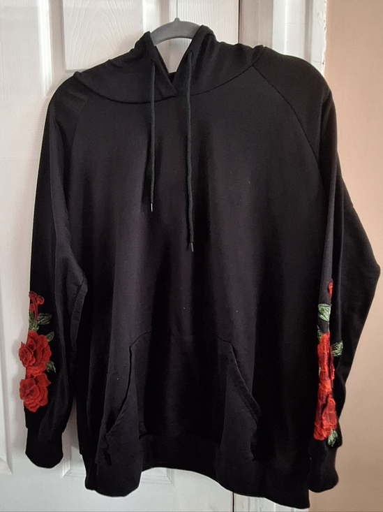 Haute Ellie Tops - Rose Embroidered Hoodie Top $38